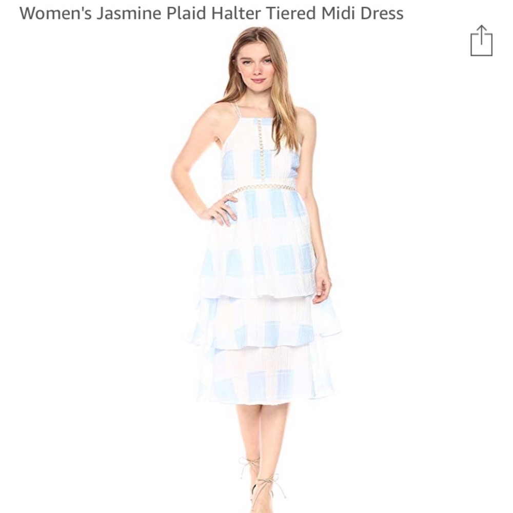 Elliatt halter tiered checkered midi dress